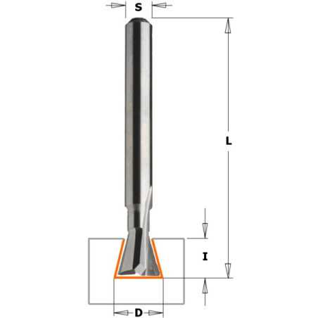 Fraise queue d'arronde diam 6.35
d9.5   i7.3   angle 19°
ref 81809311**