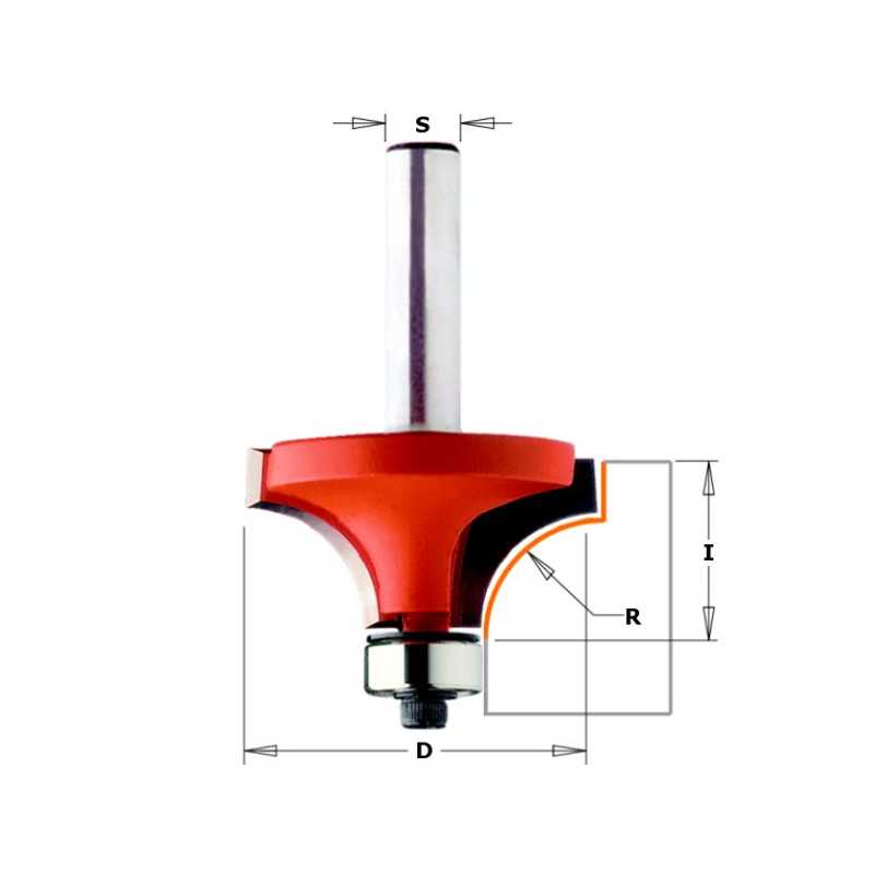 Fraises pour quart de rond - R : 8 - D : 28.6 - l : 12.7 - L :  - S : 6.35 - Rotation : DROITE