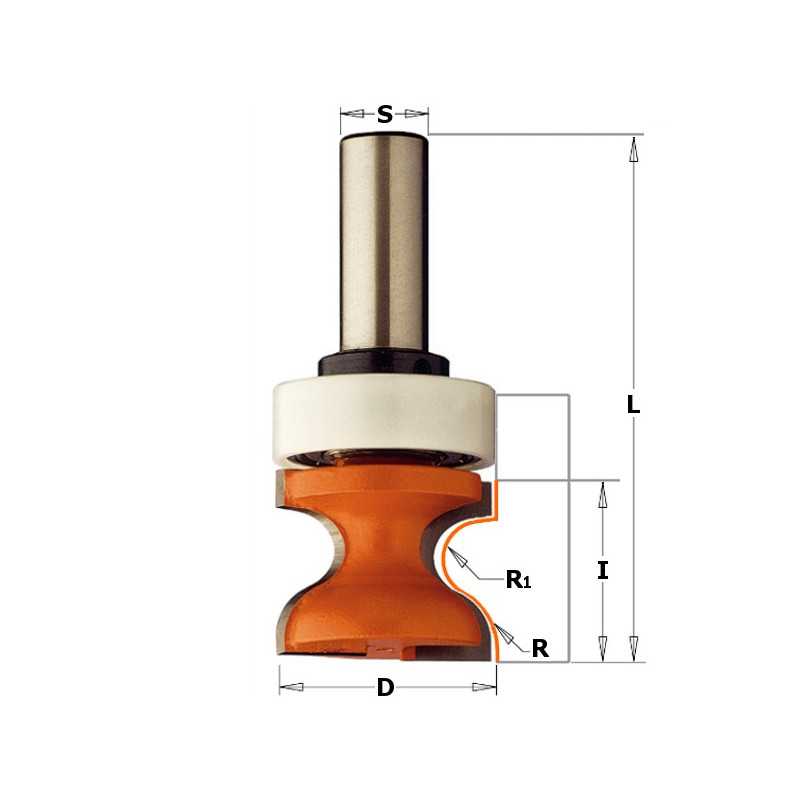 Fraise avec roulement pour rebords et poignees 
 hw  s1/2  d1-1/4""
ref 85580411b