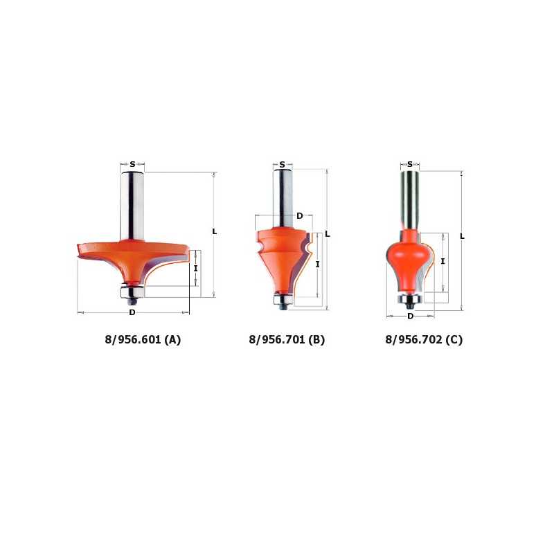 Fraises pour volets à rouleaux - Profil A - D : 63.5 - l : 19 - L : 67.9 - S : 12.7 - Rotation : DROITE