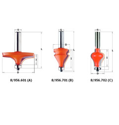 Vente de Fraises pour volets à rouleaux - Profil B - D : 35 - l : 38 - L : 87 - S : 12.7 - Rotation : DROITE CMT, numéro 3196 / 