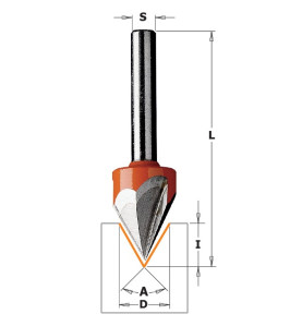 Vente de Fraises à pointe laser (35°) - D : 12.7 - l : 11 - A : 60° - Z : 3 - L : 57.2 - S : 6.35 - Rotation : DROITE CMT, numér