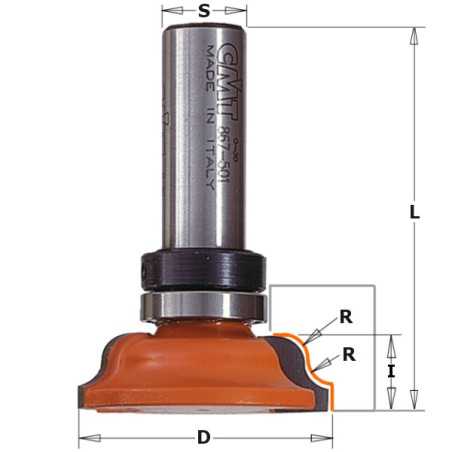 Vente de Fraise pour moulures décoratives à roulement - R : 4 - D : 54 - l : 11.5 - L : 65.9 - S : 12.7 - Rotation : DROITE CMT,