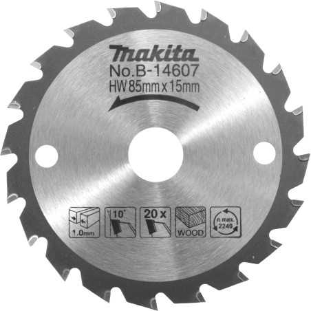 Vente de Lame carbure 85mm-15-20d hs300 acc.makita, numéro 23841 / makita-accessoires_B-14607 à 23,84 €HT soit 28,61 €TTC. 