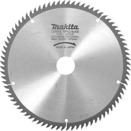 Vente de Lame carbure 216x30x80t bls820 acc.makita, numéro 23842 / makita-accessoires_A-86468 à 73,01 €HT soit 87,61 €TTC. 