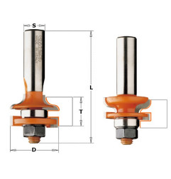 Jeux de fraises pour joints profil/contre-profil - D : 31.75 - T1 : 11 - 17.4 - L : 67 - S : 12.7 - Rotation : DROITE