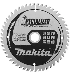 Vente de Lame carb 165-52d stratifie acc.makita, numéro 24013 / makita-accessoires_B-29452 à 73,01 €HT soit 87,61 €TTC. 