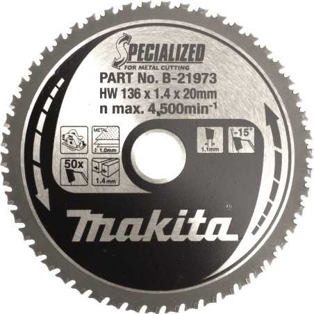 Vente de Lame carbure 136-20-50d bcs550 acc.makita, numéro 24097 / makita-accessoires_B-21973 à 62,27 €HT soit 74,72 €TTC. 