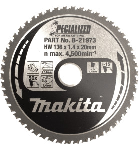 Vente de Lame carbure 136-20-50d bcs550 acc.makita, numéro 24097 / makita-accessoires_B-21973 à 62,27 €HT soit 74,72 €TTC. 