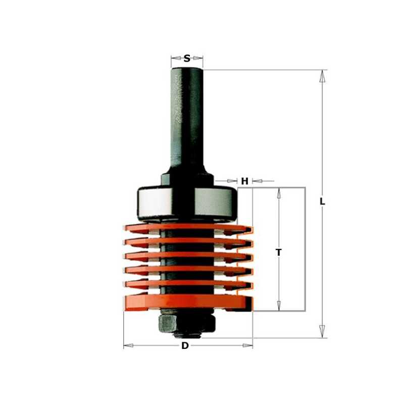 Fraises professionnelles pour joints collés - T1 : 12.7-36 - D : 47.6 - H : 5.5 - L : 97 - S : 12 - Rotation : DROITE