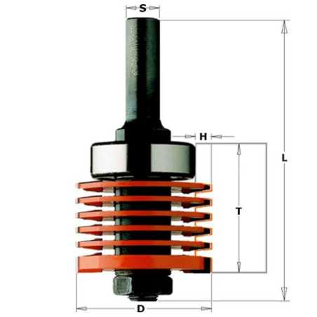 Fraises professionnelles pour joints collés - T1 : 12.7-36 - D : 47.6 - H : 5.5 - L : 97 - S : 12 - Rotation : DROITE