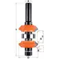 Fraises réglables pour profil double - D : 38.1 - T1 : 11.1-31.75 - R : 4.76 - L : 100 - A : 45° - S : 12 - Rotation : DROITE