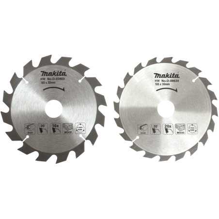 Vente de 2 lames carb 185-16d+20d bois acc.makita, numéro 24163 / makita-accessoires_D-20052 à 38,32 €HT soit 45,98 €TTC. 
