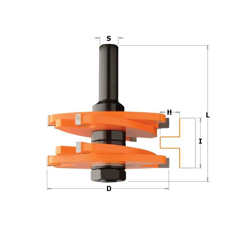 Jeux de fraise disque pour tenons et mortaise - D : 75 - l : 34.9 - T1 : 4.76-9.5 - S : 12 - Rotation : DROITE