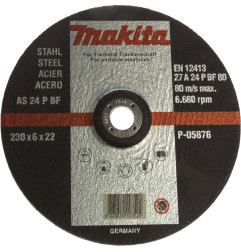 Vente de Meule emet 230x22x6.4 1p acc.makita, numéro 24333 / makita-accessoires_P-05876 à 6,08 €HT soit 7,30 €TTC. 