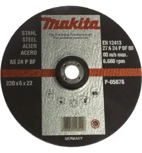 Vente de Meule emet 230x22x6.4 1p acc.makita, numéro 24333 / makita-accessoires_P-05876 à 6,08 €HT soit 7,30 €TTC. 