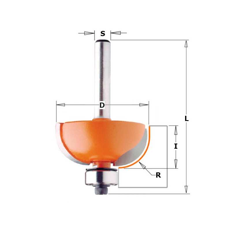 Fraises pour profil congé - R : 12.7 - D : 38.1 - l : 15.5 - L : 57.7 - S : 8 - Rotation : DROITE