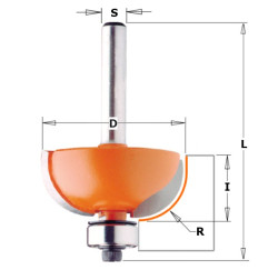 Fraises pour profil congé - R : 8 - D : 28.7 - l : 12.7 - L : 60.5 - S : 12 - Rotation : DROITE