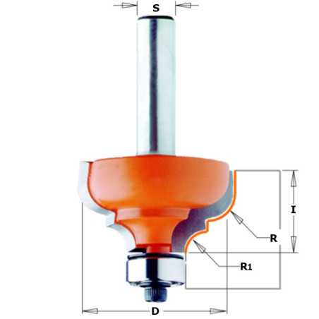 Fraises pour moulures décoratives avec feuillure - R : 4 - D : 28.7 - l : 13 - S : 12 - Rotation : DROITE