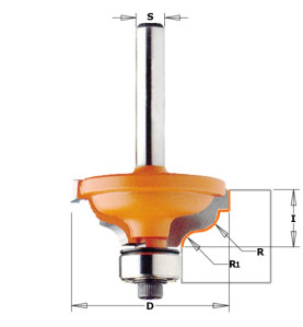 Vente de Fraises pour moulures décoratives avec feuillure - R : 4.8-3.6 - D : 34.2 - l : 13 - S : 12 - Rotation : DROITE CMT, nu