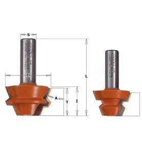 Vente de Jeux de fraises pour joints de 22,5° - D : 37.3 - l : 22.2 - A : 22.5° - T1 : 9.5 - 19 - L : 60.3 - S : 8 - Rotation : 
