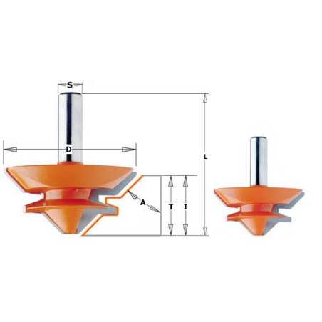 Fraises pour bouvetage d'angle droit - D : 70 - l : 31.7 - A : 45° - T1 : 15-28.5 - L : 69.9 - S : 12 - Rotation : DROITE