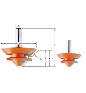 Vente de Fraises pour bouvetage d'angle droit - D : 50.8 - l : 22.2 - A : 45° - T1 : 9.5-19 - L : 60.3 - S : 12 - Rotation : DRO