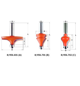 Vente de Fraises pour volets à rouleaux - Profil B - D : 35 - l : 38 - L : 87 - S : 12 - Rotation : DROITE CMT, numéro 3562 / cm