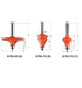Vente de Fraises pour volets à rouleaux - Profil B - D : 35 - l : 38 - L : 87 - S : 12 - Rotation : DROITE CMT, numéro 3562 / cm