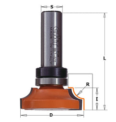 Vente de Fraise pour moulures décoratives à roulement - R : 9.5 - D : 38 - l : 14.5 - L : 59 - S : 12 - Rotation : DROITE CMT, n
