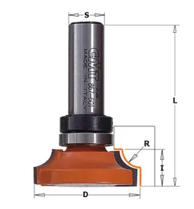 Vente de Fraise pour moulures décoratives à roulement - R : 9.5 - D : 38 - l : 14.5 - L : 59 - S : 12 - Rotation : DROITE CMT, n