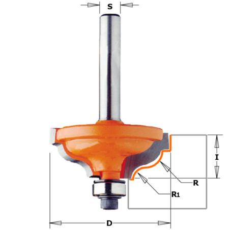 Fraise pour moulure décorative avec feuillure S12 R/4.8 R1/3.6 D/34.2 I/13
