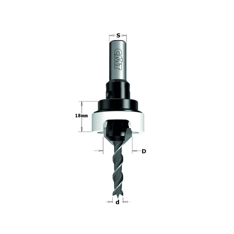 Foret de perçage d3 D12 S8 avec fraisoir 45°