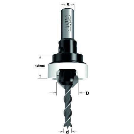 Foret de perçage d3 D12 S8 avec fraisoir 45°