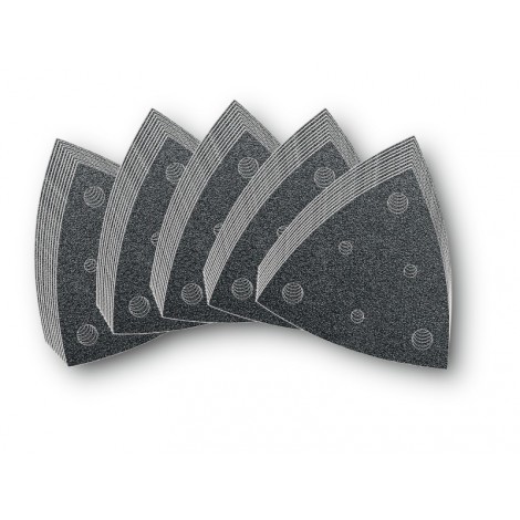 Set de feuilles abrasives triangulaires perforées - 10 x Grain 60, 80, 120, 180, 240 - Pack de 50 Référence 63717109035 Fein