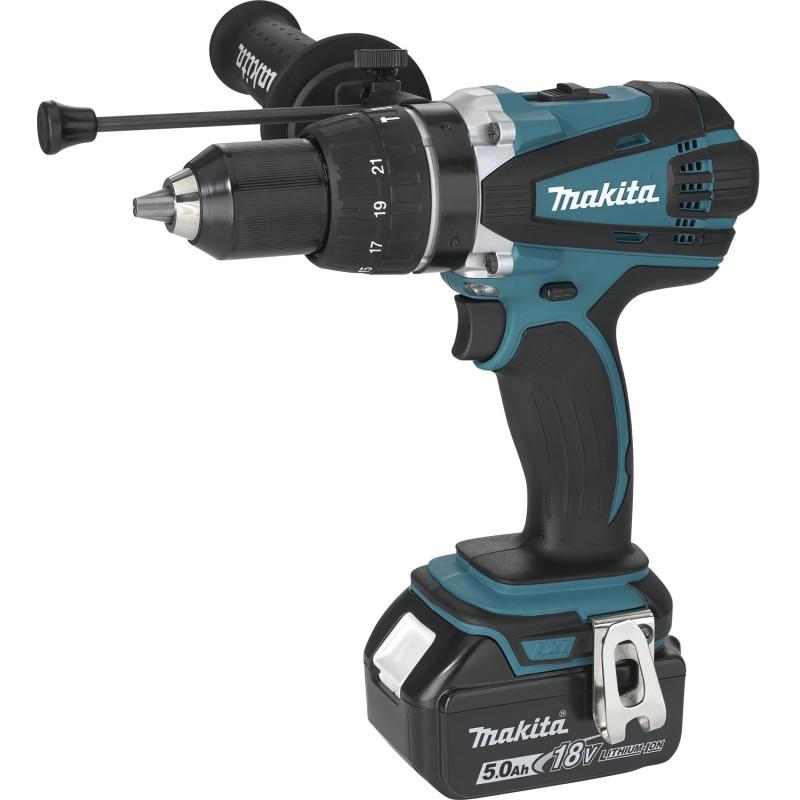 Perceuse visseuse à percussion 18 V Li-Ion 5 Ah Ø 13 mm  Makita ref DHP458RTJ