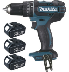 Perceuse visseuse à percussion 18 V Li-Ion 4 Ah Ø 13 mm (3 batteries) Makita ref DHP482RM3J