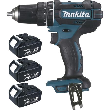 Perceuse visseuse à percussion 18 V Li-Ion 4 Ah Ø 13 mm (3 batteries) Makita ref DHP482RM3J