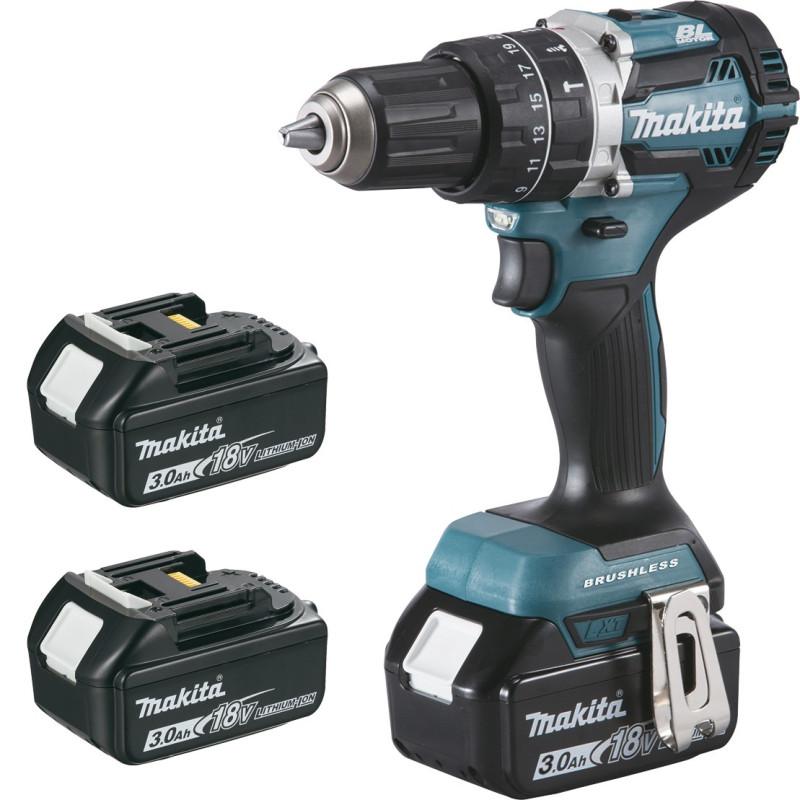 Perceuse visseuse à percussion 18 V Li-ion 3 Ah Ø 13 mm (3 batteries) Makita ref DHP484RF3J