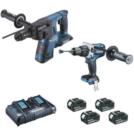 Ensemble de 2 machines 18 V Li-Ion 5 Ah (DHR264 + DHP481) Makita ref DLX2101PTJ