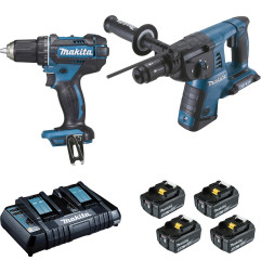 Ensemble de 2 machines 18 V Li-Ion 5 Ah (DDF482 + DHR264) Makita ref DLX2138PTJ