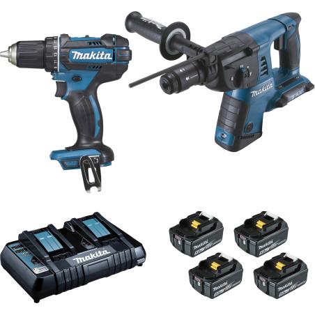 Ensemble de 2 machines 18 V Li-Ion 5 Ah (DDF482 + DHR264) Makita ref DLX2138PTJ