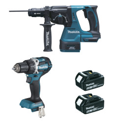 Ensemble de 2 machines 18 V Li-Ion 5 Ah (DDF484 + DHR243) Makita ref DLX2191TJ
