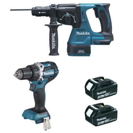 Ensemble de 2 machines 18 V Li-Ion 5 Ah (DDF484 + DHR243) Makita ref DLX2191TJ