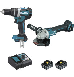 Ensemble de 2 machines 18 V Li-Ion 5 Ah (DGA506 + DHP484) Makita ref DLX2210TJ1