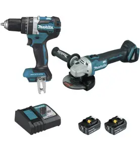 Ensemble de 2 machines 18 V Li-Ion 5 Ah (DGA506 + DHP484) Makita ref DLX2210TJ1