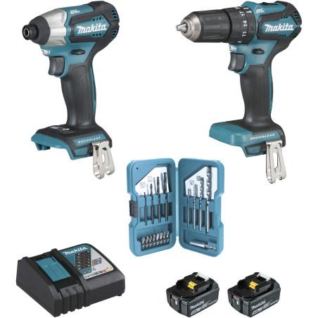 Ensemble de 2 machines 18 V Li-Ion 5 Ah (DTD155 + DHP483) Makita ref DLX2221TJ2