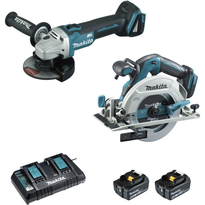 Ensemble de 2 machines 18 V Li-Ion 5 Ah (DHS680 + DGA506) MAKITA DLX2277PTJ Ensemble de 2 machines 18 V Li-Ion 5 Ah (DHS680 + DGA506) MAKITA DLX2277PTJ