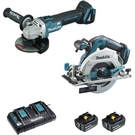 Ensemble de 2 machines 18 V Li-Ion 5 Ah  (DHS680 + DGA506) Makita ref DLX2277PTJ