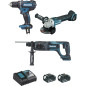 Ensemble de 3 machines 18 V Li-Ion 4 Ah (DDF482 + DGA504 + DHR241) MAKITA DLX3078MJ